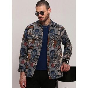 V.I.P. Collection Tapestry Jacket Mens L Multi Faces Pop Art Graphic Streetwear‎